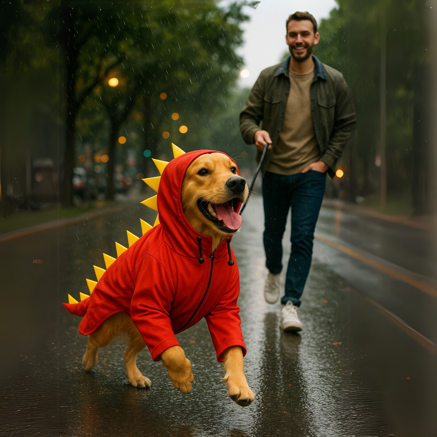 Dinosaur-Style Dog Raincoat