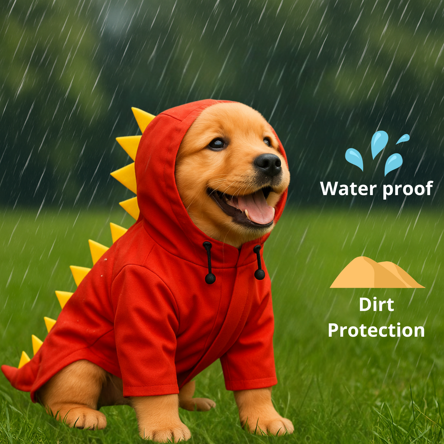 Dinosaur-Style Dog Raincoat
