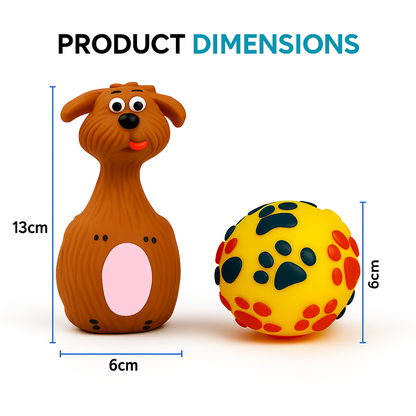 2-in-1 Combo of Latex Squeaky Toy & Squeaky Ball